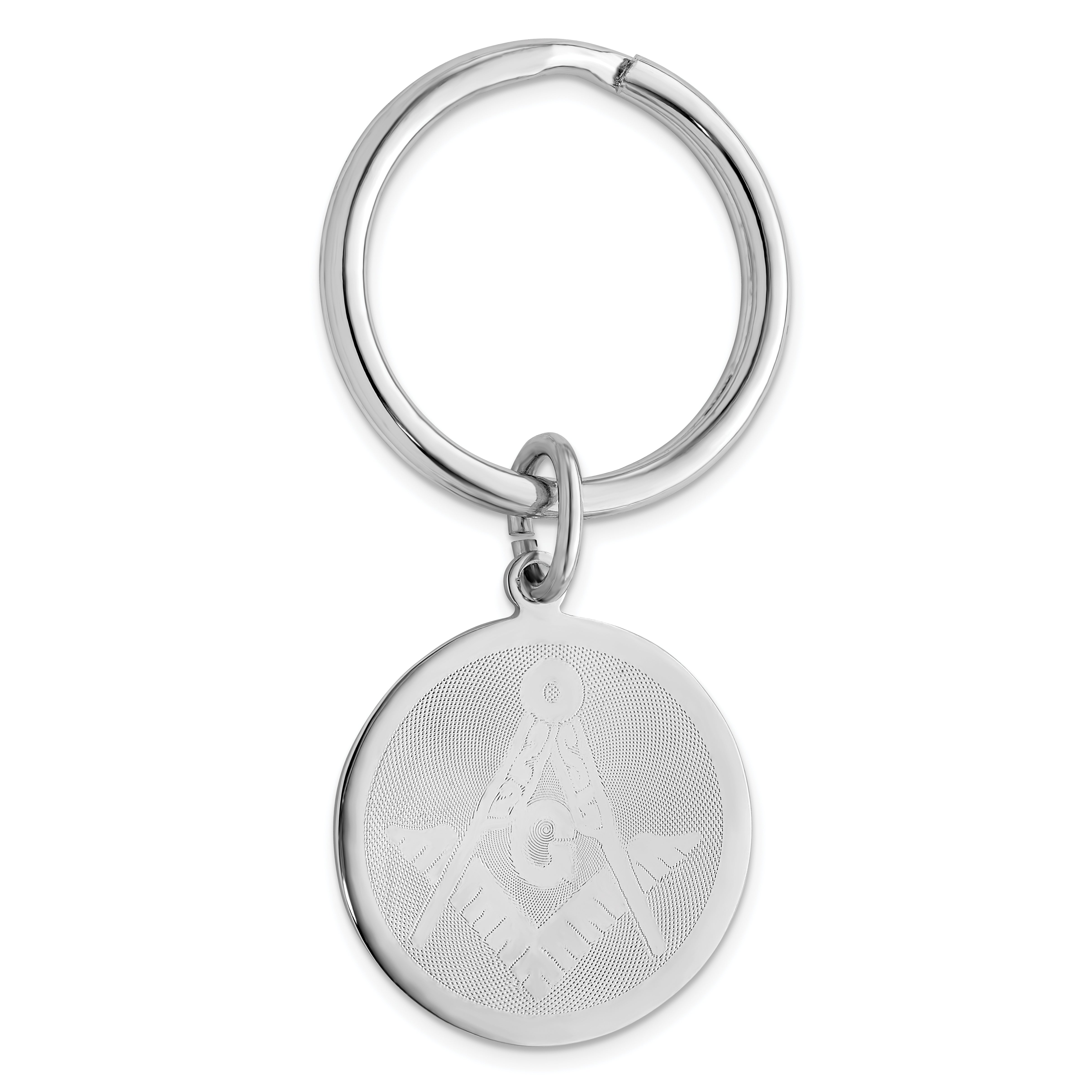 Rhodium-plated Kelly Waters Round Masonic Key Ring