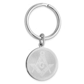 Rhodium-plated Kelly Waters Round Masonic Key Ring