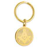 Gold-plated Kelly Waters Round Masonic Key Ring