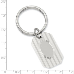 Rhodium-plated Kelly Waters Horizontal Lines Key Ring with Engravable Area