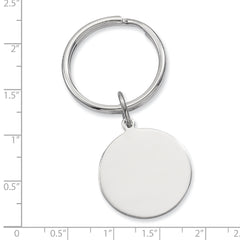 Rhodium-plated Kelly Waters Polished Round Key Ring