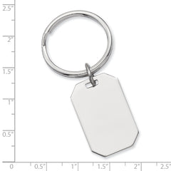 Rhodium-plated Kelly Waters Polished Rectangle Key Ring