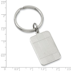 Rhodium-plated Kelly Waters Satin Patterned Corner Key Ring