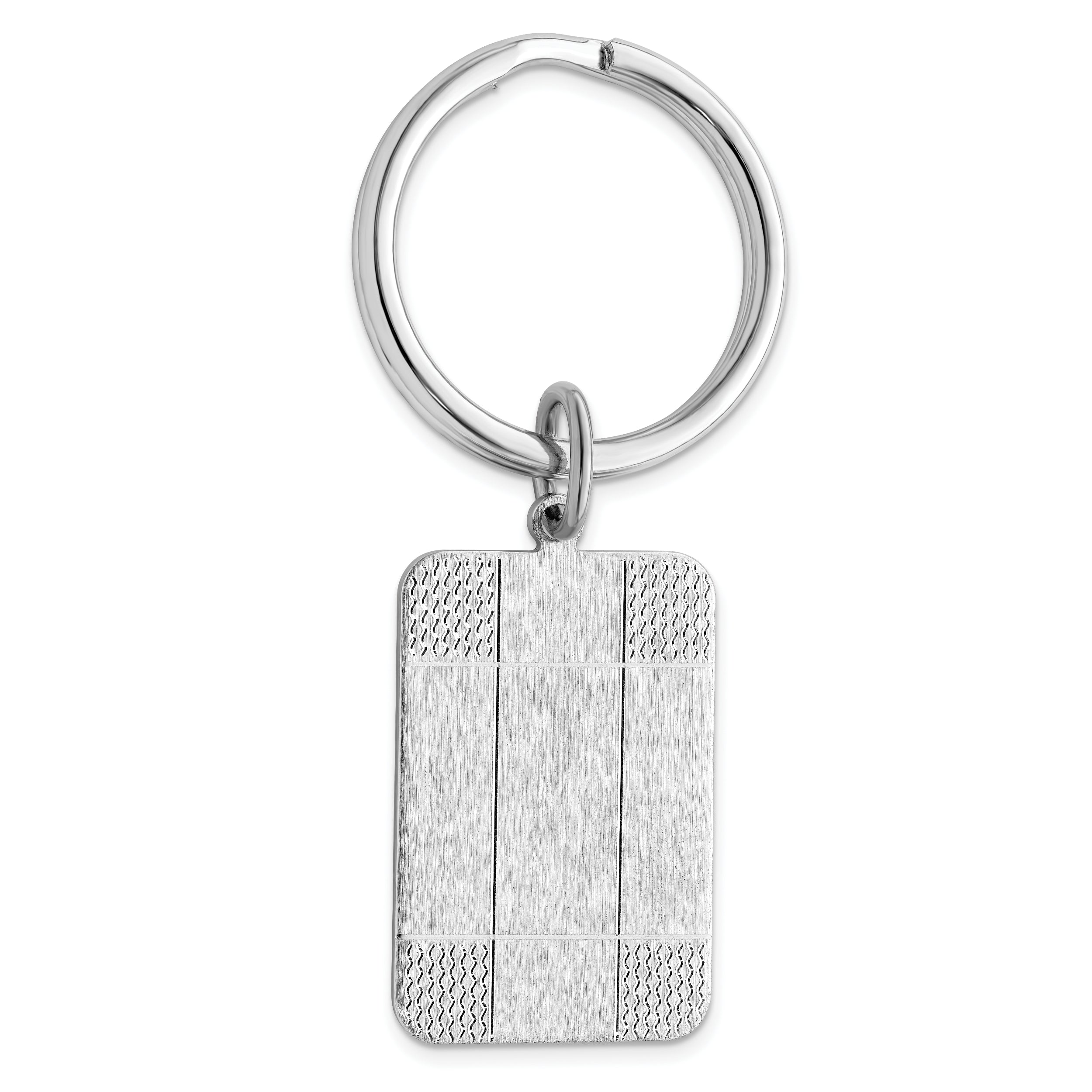 Rhodium-plated Kelly Waters Satin Patterned Corner Key Ring
