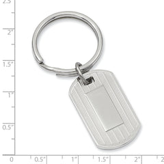 Rhodium-plated Kelly Waters Etched Lines Key Ring with Engravable Area