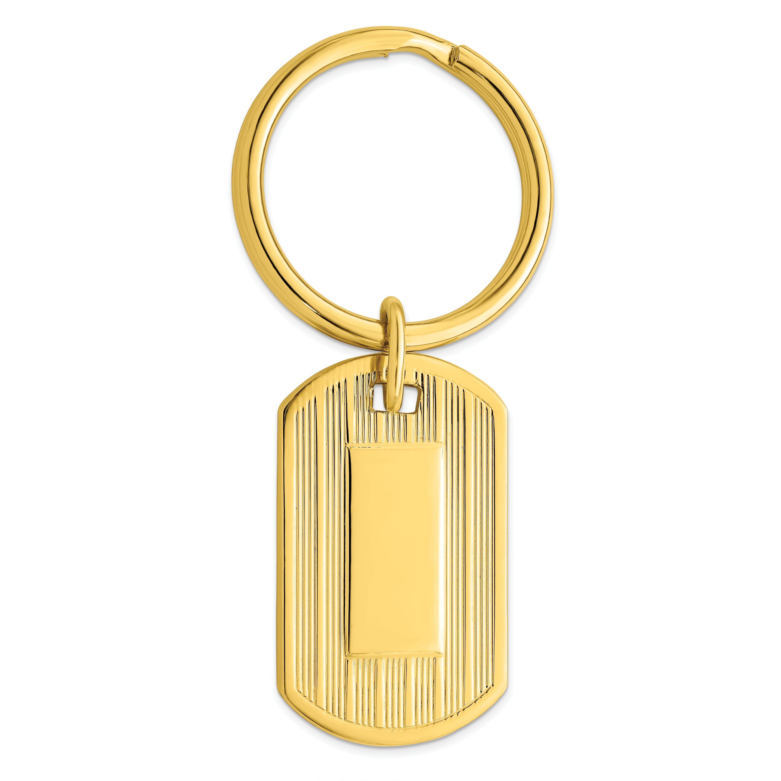 Gold-plated Kelly Waters Etched Lines Key Ring with Engravable Area