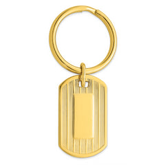 Gold-plated Kelly Waters Etched Lines Key Ring with Engravable Area