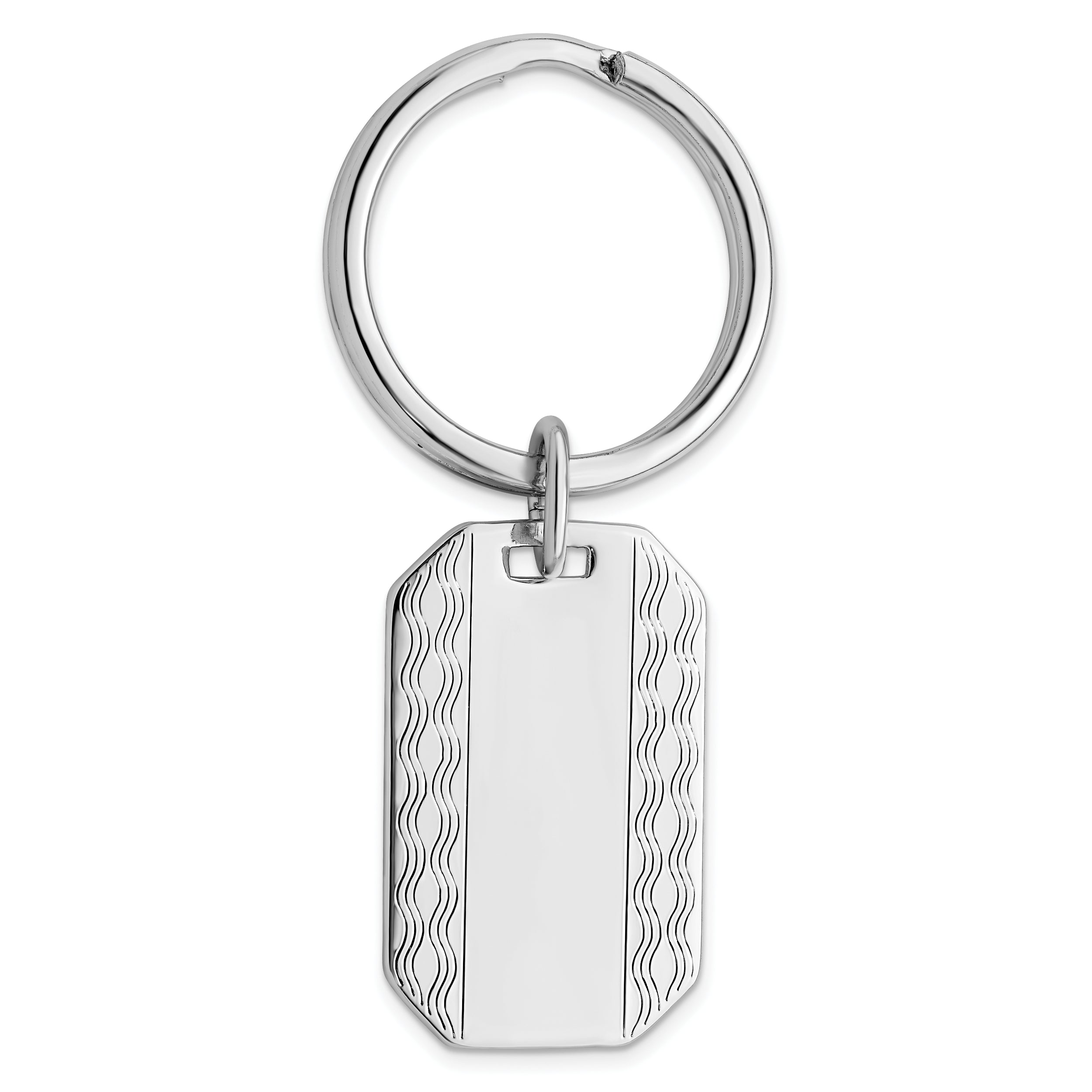 Rhodium-plated Kelly Waters Patterned Edge Key Ring