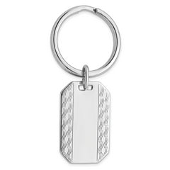 Rhodium-plated Kelly Waters Patterned Edge Key Ring