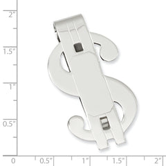 Rhodium-plated Kelly Waters Polished Dollar Sign Money Clip