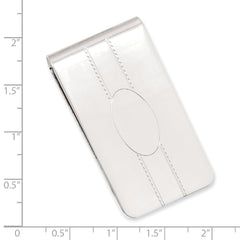 Rhodium-plated Kelly Waters Engraveable Oval Center Money Clip