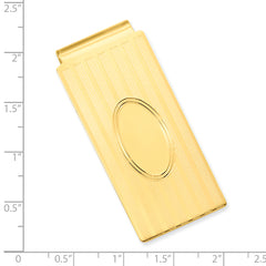 Gold-plated Kelly Waters Horizontal Lines with Engravable Oval Hinged Money Clip