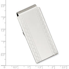 Rhodium-plated Kelly Waters Patterned Edge Hinged Money Clip