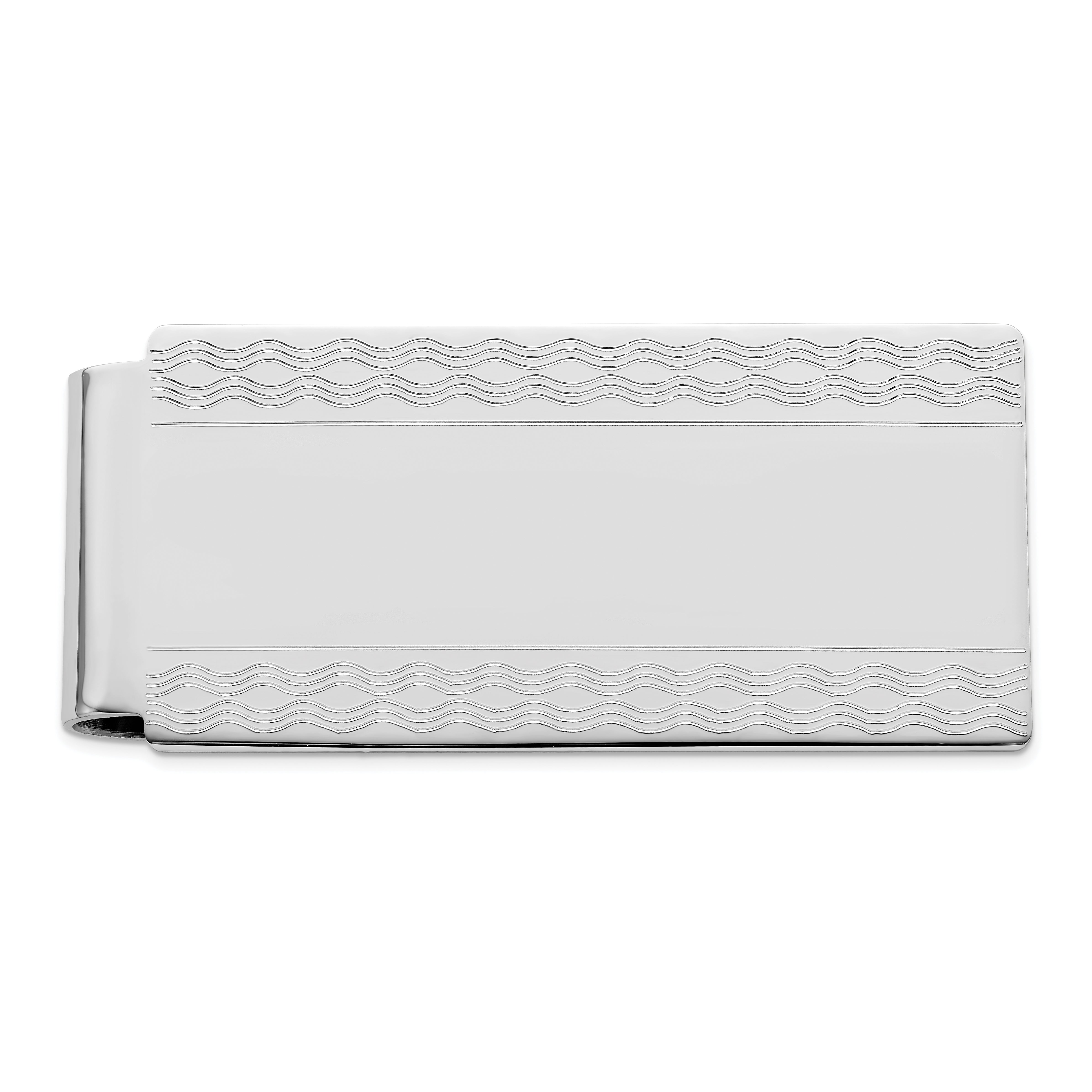 Rhodium-plated Kelly Waters Patterned Edge Hinged Money Clip