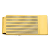Gold-plated Kelly Waters Etched Lines Hinged Money Clip