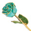 Lacquer Dipped Gold Trimmed Aqua Green Opalescent Real Rose