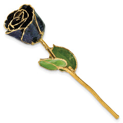 Black Lacquer Dipped Gold Trimmed with Glitter Real Rose