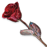 Burgundy Lacquer Dipped Copper Trimmed Real Rose