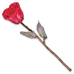 Red Lacquer Dipped Copper Trimmed Real Rose