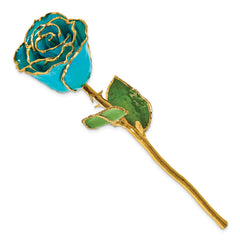 Lacquer Dipped Gold Trim Torquoise Green Southwest Style Rose