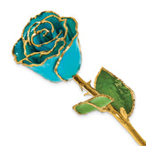 Lacquer Dipped Gold Trim Torquoise Green Southwest Style Rose