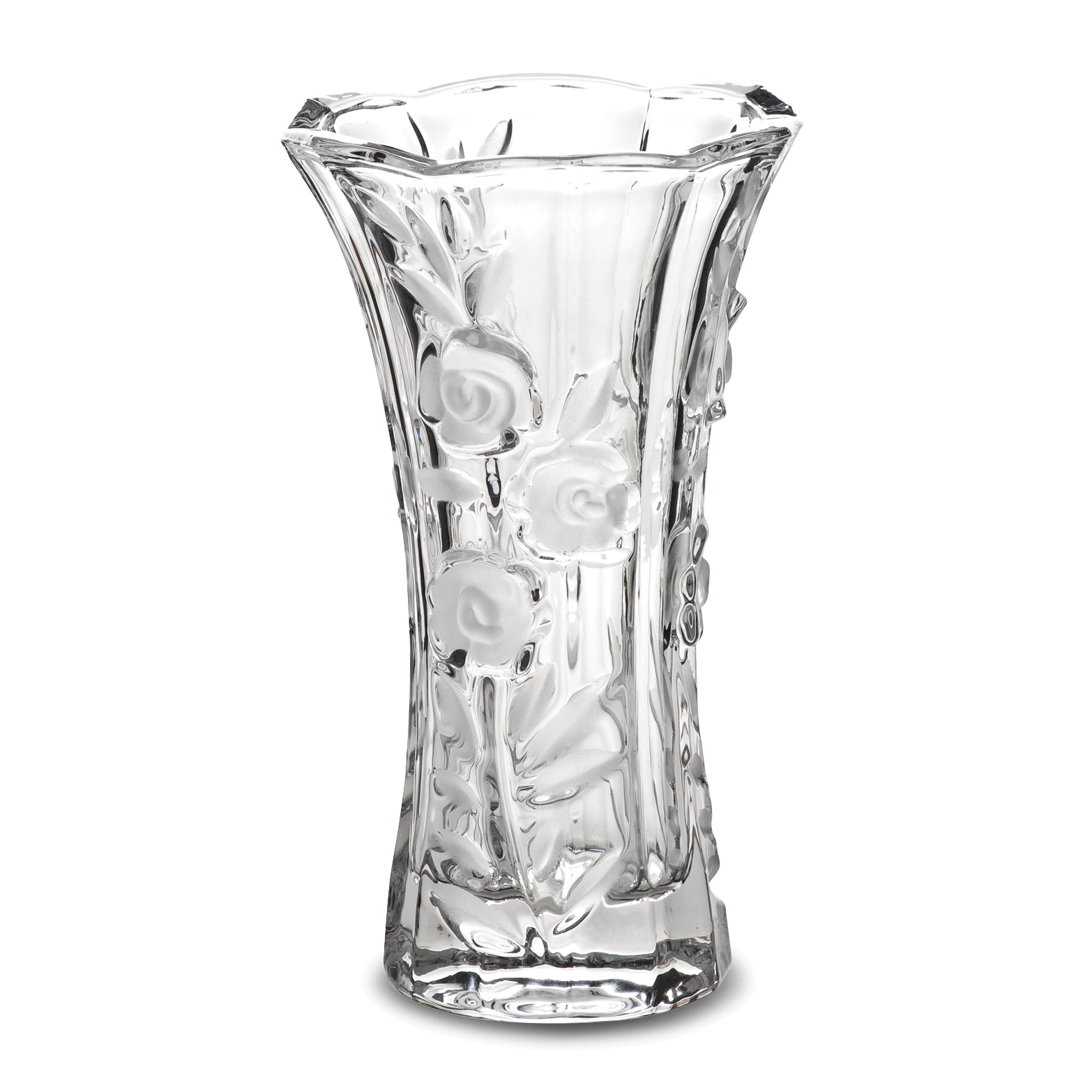 Large Crystal Floral Patterned Bud Vase