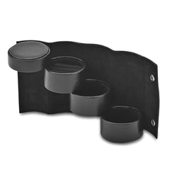 Black Leather Snap Closure Three Level Jewelry Roll