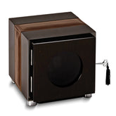 Rotations High Gloss Finish Wood and Leather Trimmed Locking Single Watch Winder (AC or Batteries)