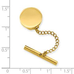 Kelly Waters Gold-plated Polished Round Engravable Tie Tac with Safety Chain
