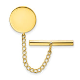 Kelly Waters Gold-plated Polished Round Engravable Tie Tac with Safety Chain