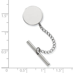 Kelly Waters Rhodium-plated Polished Round Engravable Tie Tac with Safety Chain