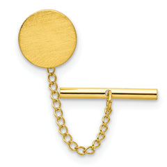 Kelly Waters Gold-plated Satin Round Engravable Tie Tac with Safety Chain