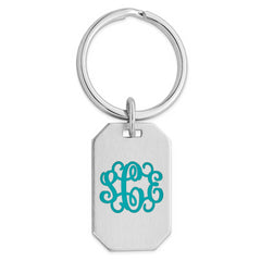 Rhodium-plated Kelly Waters Satin Rectangle Key Ring