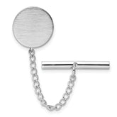 Kelly Waters Rhodium-plated Satin Round Engravable Tie Tac with Safety Chain