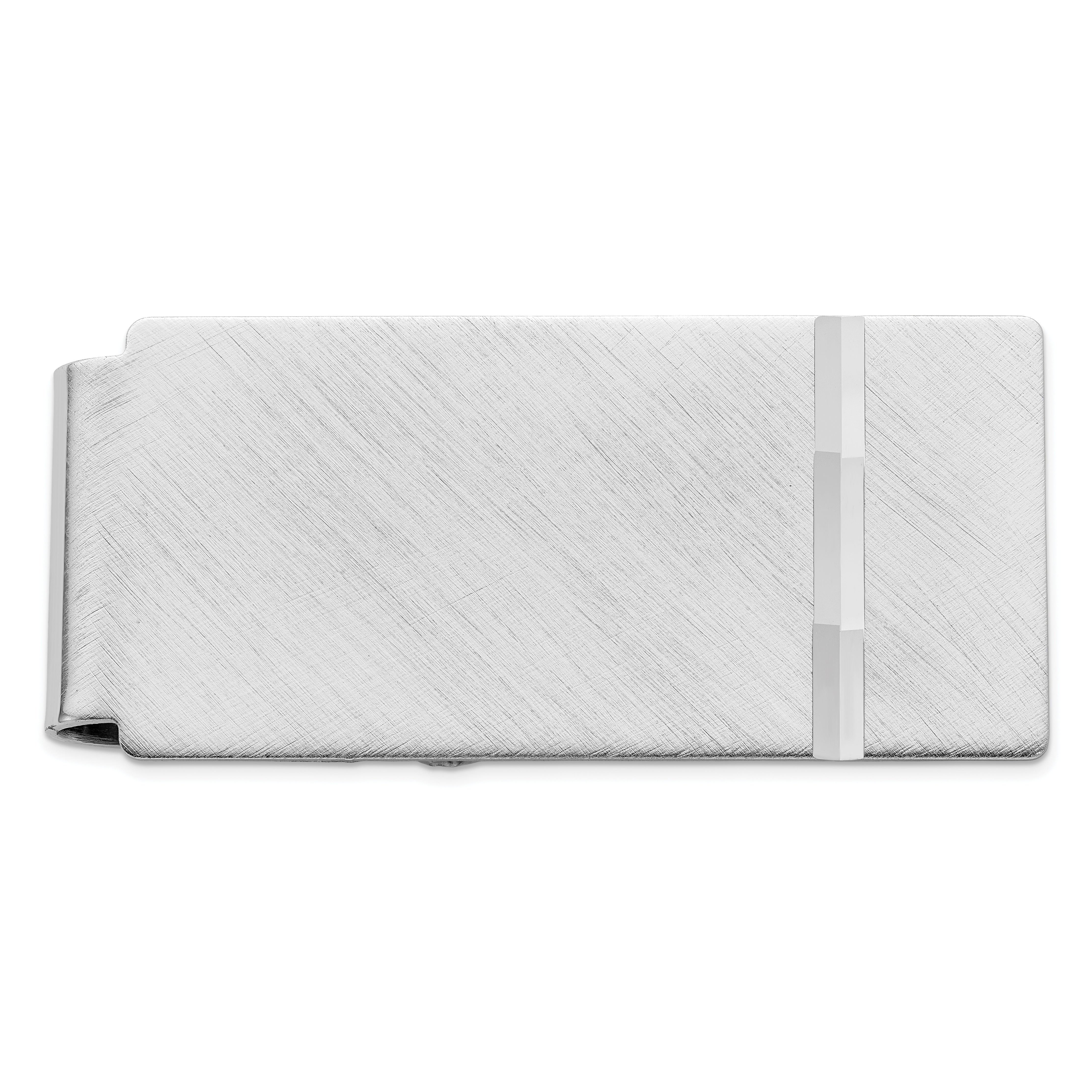 Rhodium-plated Kelly Waters Florentine Satin Hinged Money Clip