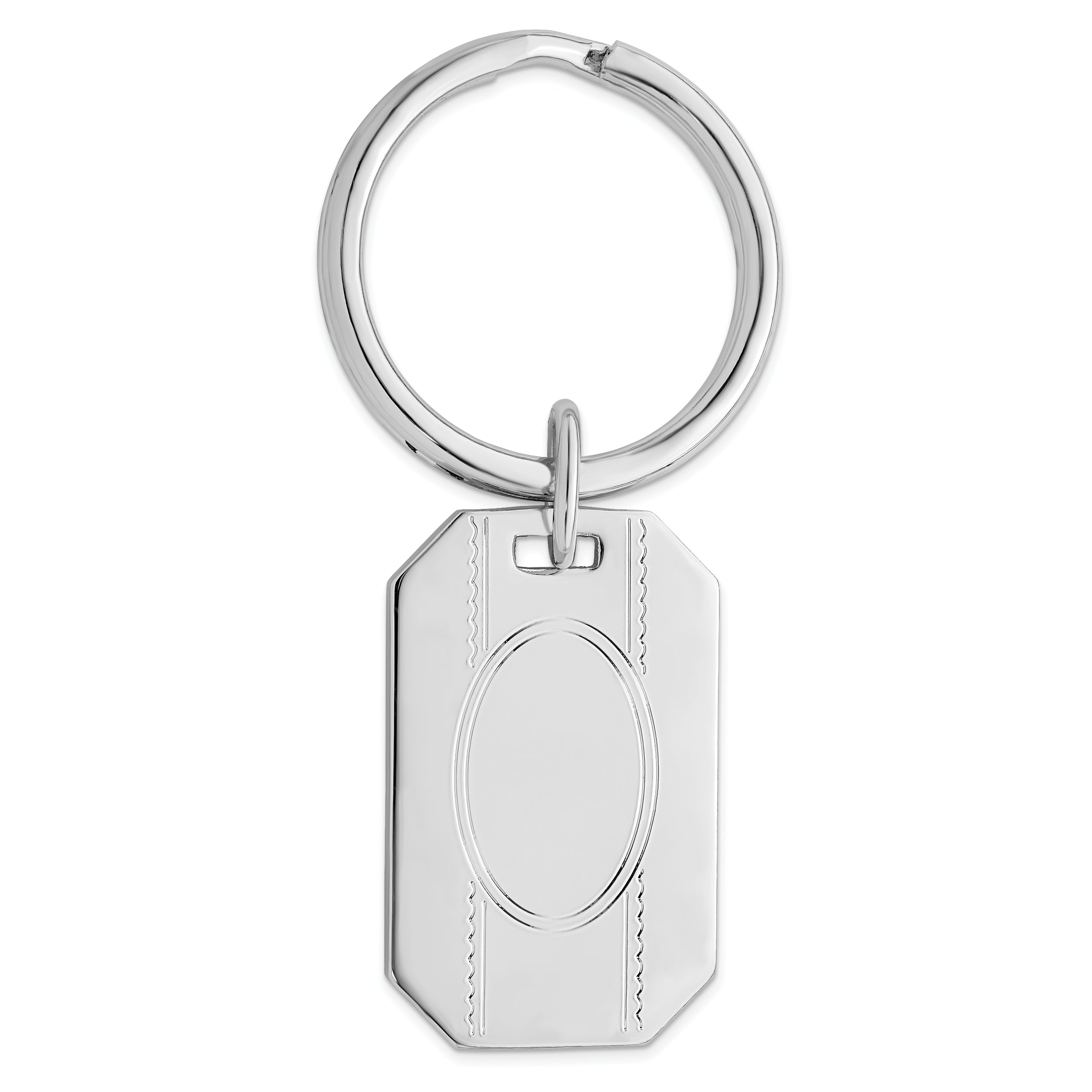Rhodium-plated Kelly Waters with Engraveable Area Key Ring