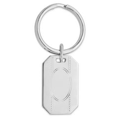 Rhodium-plated Kelly Waters with Engraveable Area Key Ring