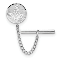 Kelly Waters Rhodium-plated Masonic Tie Tac with Safety Chain