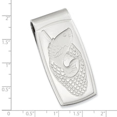 Rhodium-plated Kelly Waters Fish in Net Hinged Money Clip