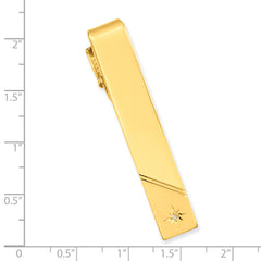 Kelly Waters Gold-plated .01 Ct. Diamond Polished and Satin Tie Bar