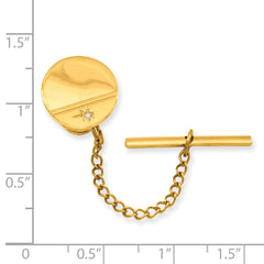 Kelly Waters Gold-plated .01 Ct. Diamond Polished and Satin Round Tie Tac with Safety Chain