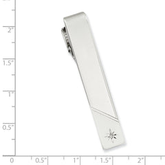 Kelly Waters Rhodium-plated .01 Ct. Diamond Polished and Satin Tie Bar