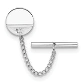 Kelly Waters Rhodium-plated .01 Ct. Diamond Polished and Satin Round Tie Tac with Safety Chain