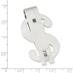 Rhodium-plated Kelly Waters Satin Finish Dollar Sign Money Clip