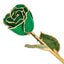 Lacquer Dipped Gold Trimmed Green Real Rose