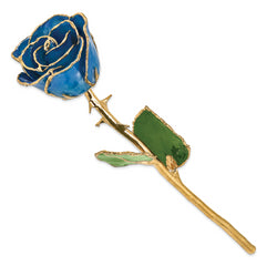Lacquer Dipped Gold Trimmed Blue Real Rose