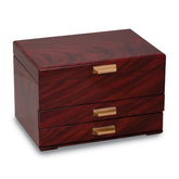 High Gloss Mahogany Veneer Finish 1-drawer Wooden Jewelry Box