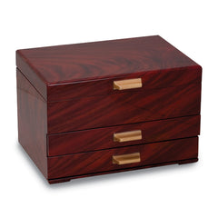 High Gloss Mahogany Veneer Finish 1-drawer Wooden Jewelry Box