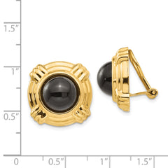 14k Omega Clip Onyx Non-pierced Earrings