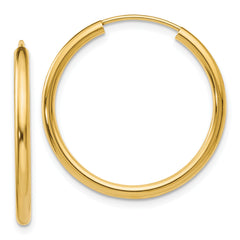14k Polished Round Endless 2mm Hoop Earrings